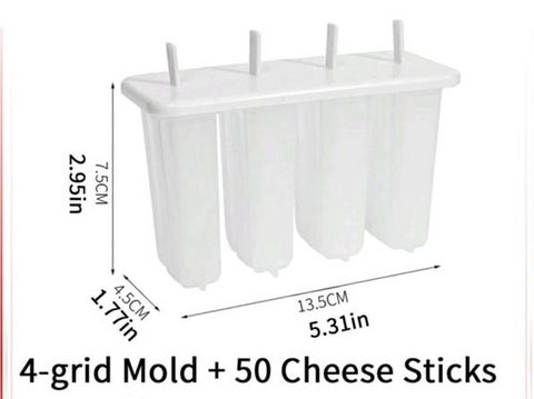 4 Cavity Ice Cream Mold Popsicle Maker Fruit Juice Dessert Freezer with Cover Sticks