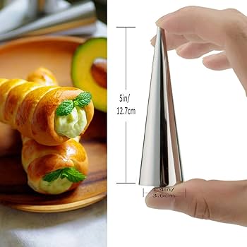 6PCS Stainless Steel Pastry Cream Horn Molds, 12.7cm