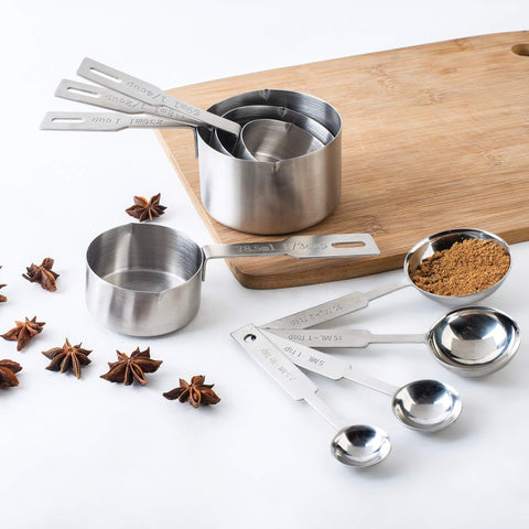 Stainless Steel Measuring Cups and Spoons Set of 8