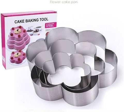 Cake Baking Tools Stainless Steel- 3pcs, Flower Shape Molds