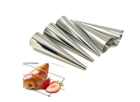 6PCS Stainless Steel Pastry Cream Horn Molds, 12.7cm