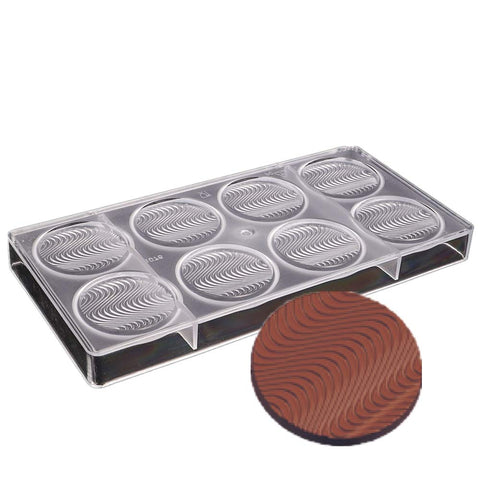 12 Cavities Fluted Wavy Thin Round Cube Shape Polycarbonate PC Chocolate Mold