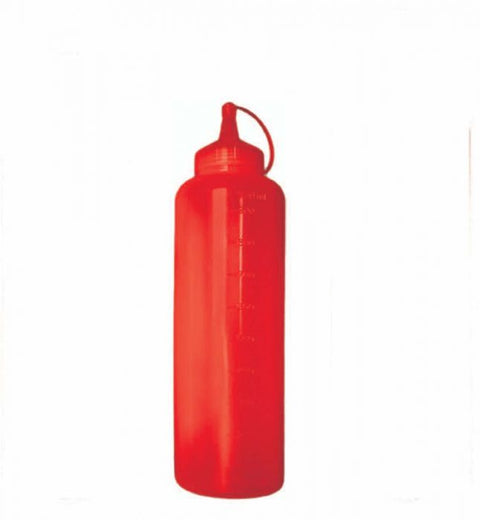 Squeeze Bottle with Scale, Lid, and Tip for Multi Use Red Color