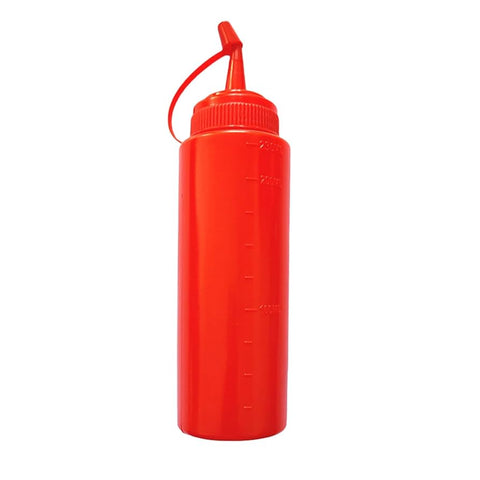 Squeeze Bottle with Scale, Lid, and Tip for Multi Use Red Color