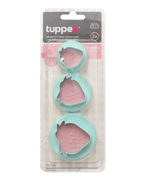 Strawberry Dough Cutter Set, 3-Piece Plastic Cookie Molds