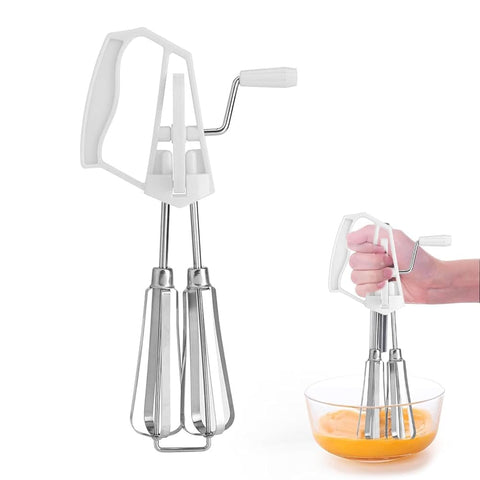 Egg Beater Mixer, Stainless Steel Rotary Manual Hand Whisk Egg Beater Mixer Blender Kitchen Tools