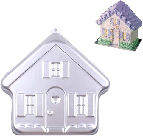 House Building Shape Aluminum Baking Pans, Nonstick, Silver