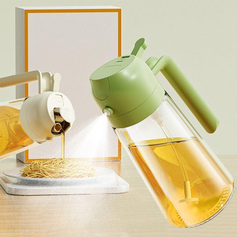 500ml 2 in 1 Olive Oil Sprayer and Oil Dispenser Bottle for Kitchen, Glass Oil Bottle with Premium Nozzle