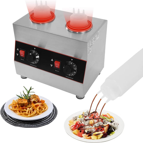 Electric Sauce Warmer with Squeeze Bottles - 2 Grid