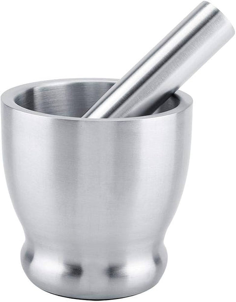 Stainless Steel Mortar and Pestle Set with Lid