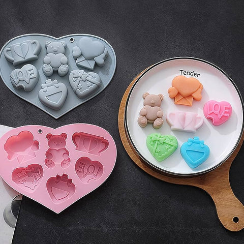 Heart Chocolate Cake Mold Valentine's Day | 6 Cavities Love Shapes