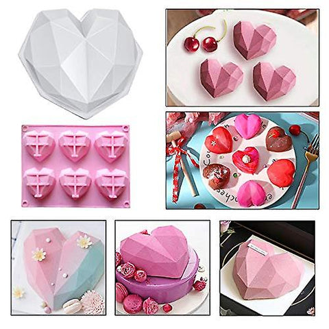 Diamond Shaped Heart Silicone Mold, Professional Quality for Baking