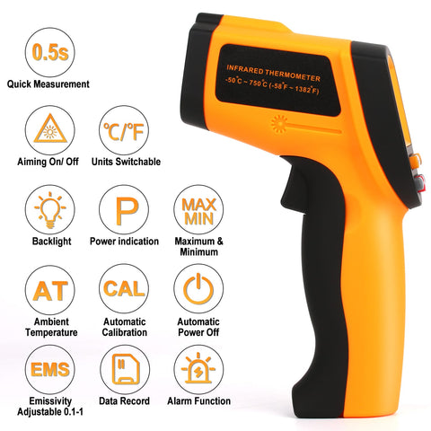 Infrared Thermomter Gun,Handheld Non Contact Tempearture Gun
