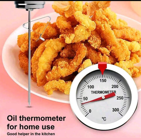 1pc Stainless Steel Oil Temperature Thermometer, High Precision, High Temperature Resistant, Large Display For Easy Reading, Baking Water Temperature Gauge, Kitchen Accessory