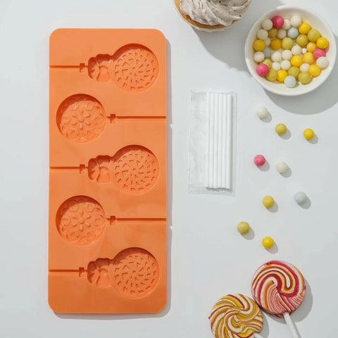 6 Lollipop Silicone Mold Chocolate Candy Sugar Jelloy Loving Shaped Mould Baking Supplies