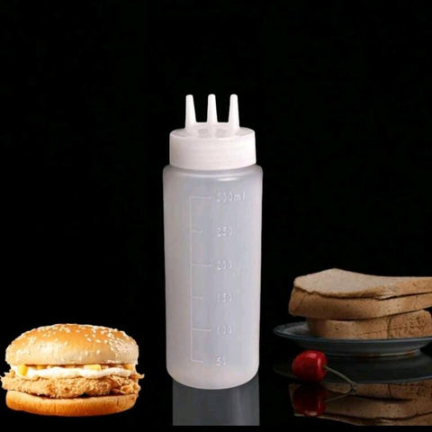 3 Hole Squeeze Bottle with Scale, Lid, and Tip for Chocolate