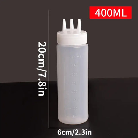 3 Hole Squeeze Bottle with Scale, Lid, and Tip for Chocolate
