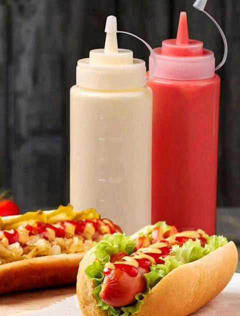 Squeeze Bottle with Scale, Lid, and Tip for Multi Use Clear Color