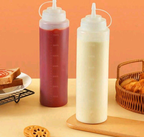 Squeeze Bottle with Scale, Lid, and Tip for Multi Use Clear Color