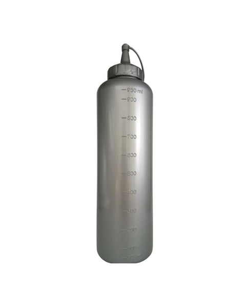 Squeeze Bottle with Scale, Lid, and Tip for Multi Use Silver Color