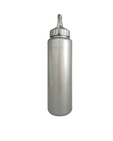 Squeeze Bottle with Scale, Lid, and Tip for Multi Use Silver Color