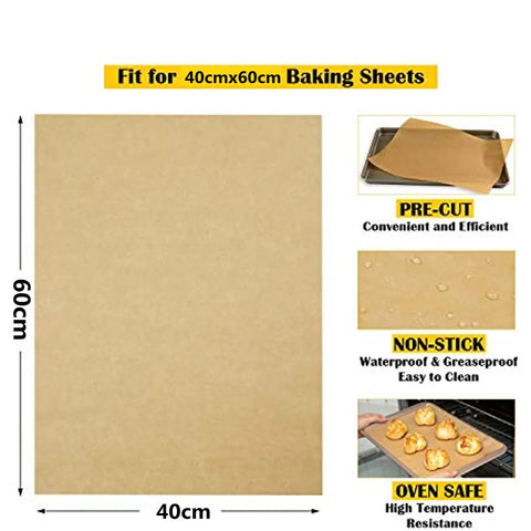 Unbleached Parchment Paper Baking Sheet, Non-Stick Precut, 50pcs