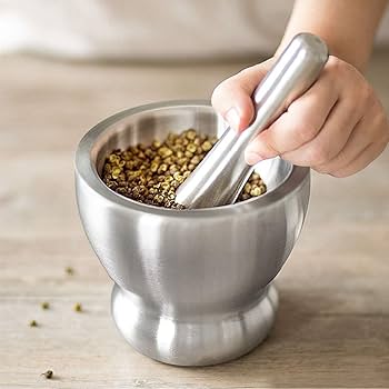 Stainless Steel Mortar and Pestle Set with Lid