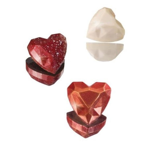 Diamond Heart Shaped Chocolate Mold, Clear Polycarbonate, Handmade Crafting