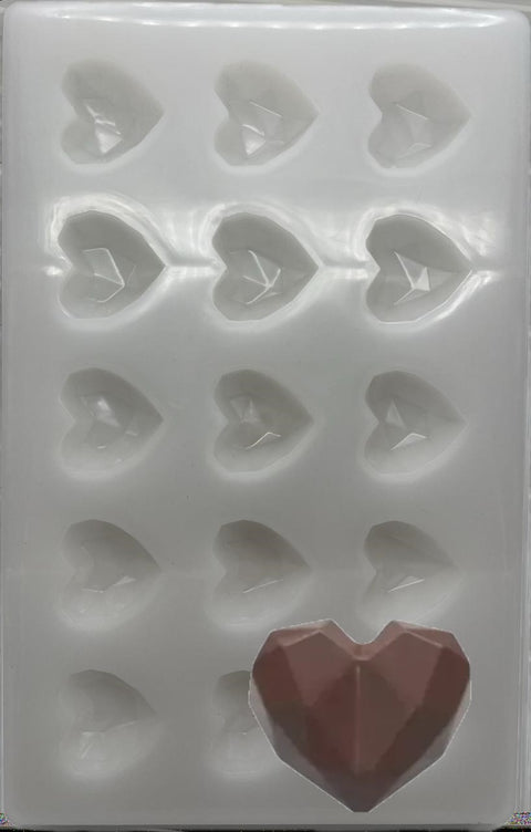 Diamond Heart Shaped Chocolate Mold, Clear Polycarbonate, Handmade Crafting