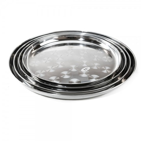 Round Stainless Steel Tray - Silver, 40-60cm