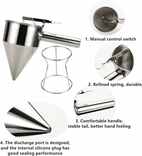 Stainless Steel Batter Dispenser - Perfect for Pancakes & More
