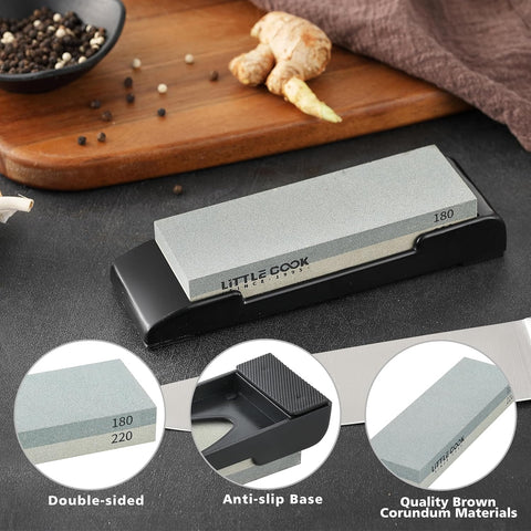 Whetstone for Knives & Scissors + Non-Slip Base