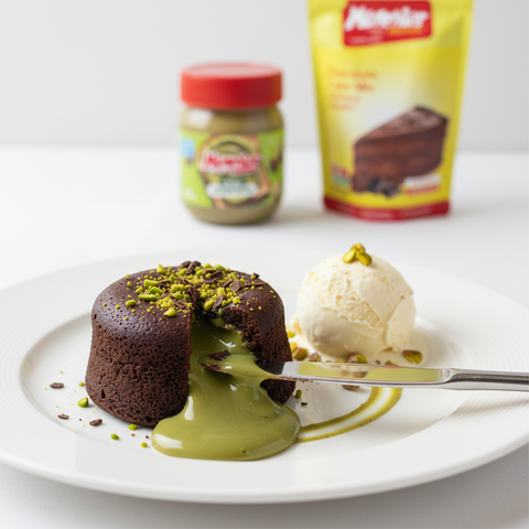🌋 Pistachio Lava Cake with Crunchy Topping