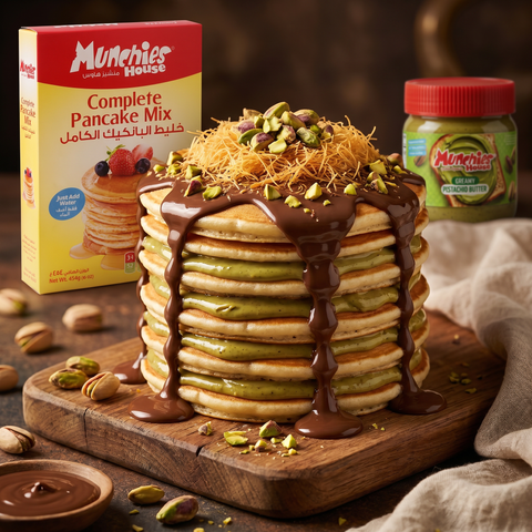 Dubai Chocolate Pistachio Pancakes