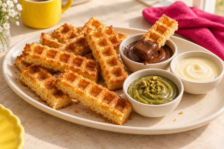 Waffle Sticks with Three Dips
