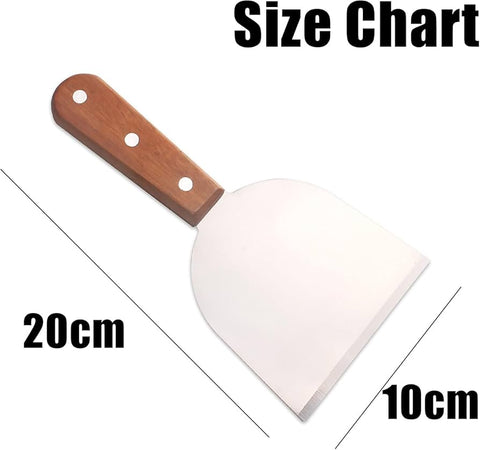 Multi-Function Stainless Steel Spatula Teppanyaki Shovel With Wooden Handle Baking Tool