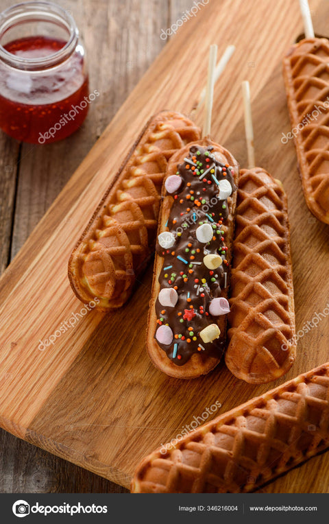 Waffle Hot Dog Maker 750-Watt - Sleek Black, Modern Kitchen Appliance