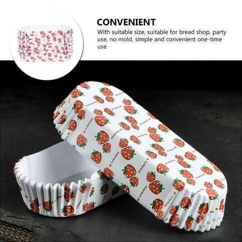 Eclair Paper Molds, 75pcs Set, Non-Stick, Strawberry Design