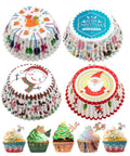 100pcs/Lot Christmas Santa Claus Cupcake Baking Cup-Cake Decorating Kitchen Baking Tools