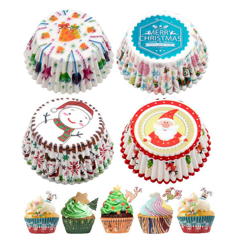 100pcs/Lot Christmas Santa Claus Cupcake Baking Cup-Cake Decorating Kitchen Baking Tools