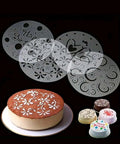 4pcs Cake Baking Clear Template ,Decorating stencil For Cookie Cake Pastry,For Wedding Birthday party cake powder sugar Mesh Tools