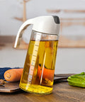 Glass Oil Bottle Dispenser Pot Leakproof with Measuring Scale