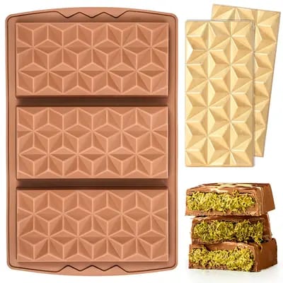 3 Cavities Chocolate Bar Mold Large Stuffed Silicone Molds