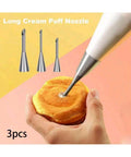 Stainless Steel Piping Nozzle for Baking, Puff Cream Icing Tip, 3pcs