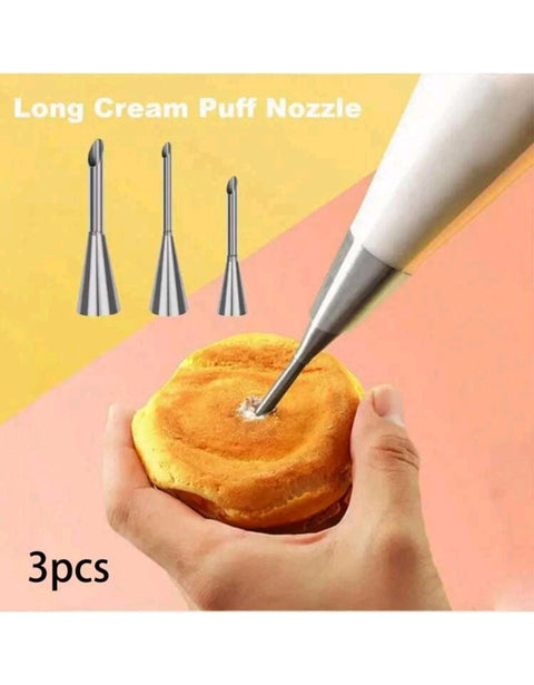 Stainless Steel Piping Nozzle for Baking, Puff Cream Icing Tip, 3pcs