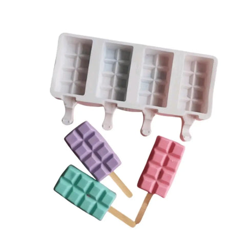 1pcs Random White 4 Rows Square Silicone Ice Cream Mold Large Size