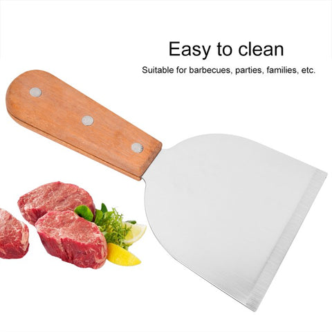 Multi-Function Stainless Steel Spatula Teppanyaki Shovel With Wooden Handle Baking Tool