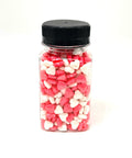 Jar of Small Pink & White Heart Shaped Decorations for Desserts