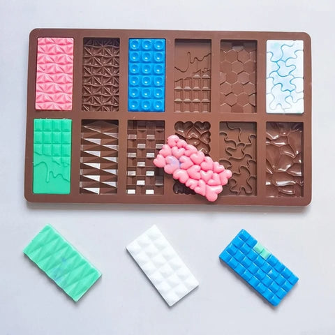 New Silicone Chocolate Bar Molds, 12-Cavity, Food-Grade