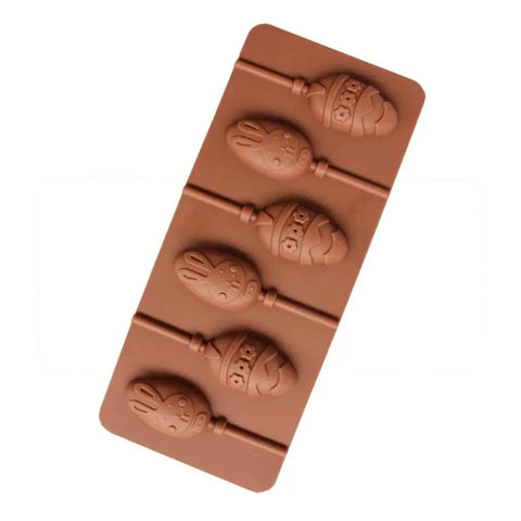 6 Cavity Easter Egg Rabbit Lollipop Silicone Mold for Chocolate Crafting Munchies House